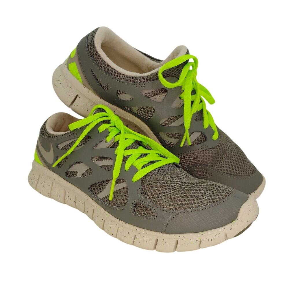 Nike Free Run 2 Womens Pre-owned Gray/Neon Green Running Sneakers - sz. 9 1/2